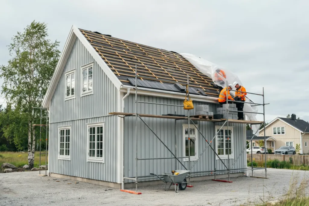 byggst llning och v derskydd till takbyte i skuttunge bj rklinge
